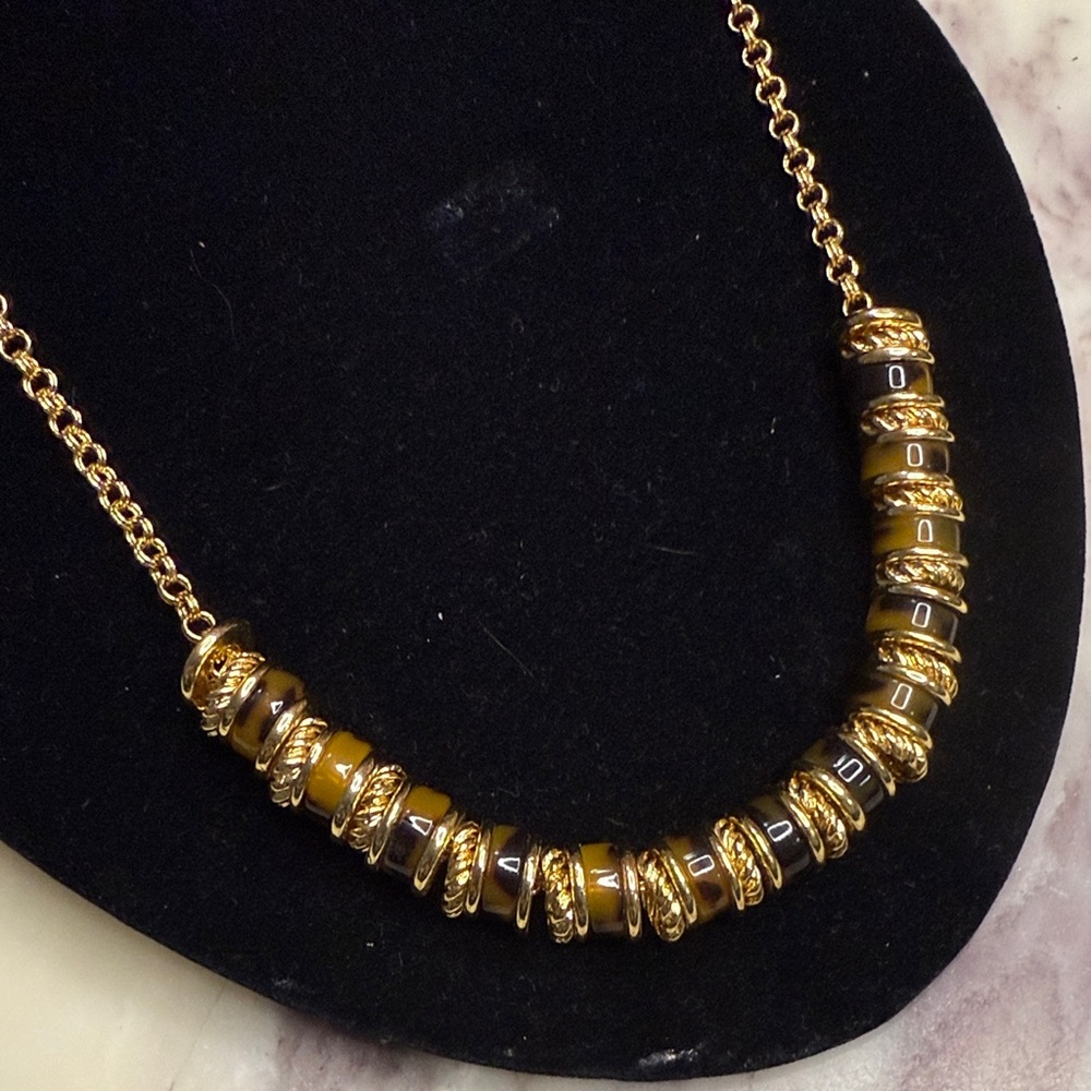 Talbots Gold-Tone Necklace with Amber Bead Accents - Picture 2 of 6